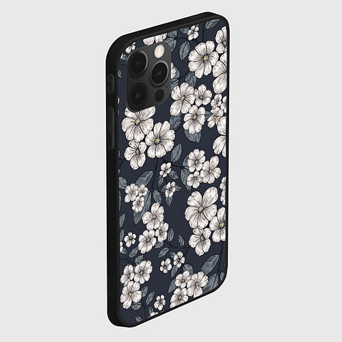 Чехол iPhone 12 Pro Цветочный букет / 3D-Черный – фото 2