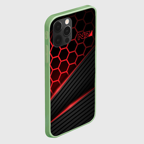 Чехол iPhone 12 Pro Mass Effect N7 / 3D-Салатовый – фото 2