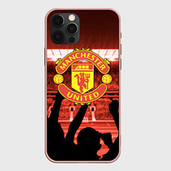 Чехол для iPhone 12 Pro Manchester United, цвет: 3D-светло-розовый
