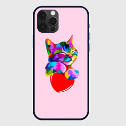 Чехол для iPhone 12 Pro Кот, цвет: 3D-черный