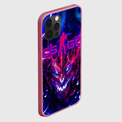 Чехол iPhone 12 Pro CS GO текстура ТОП / 3D-Малиновый – фото 2