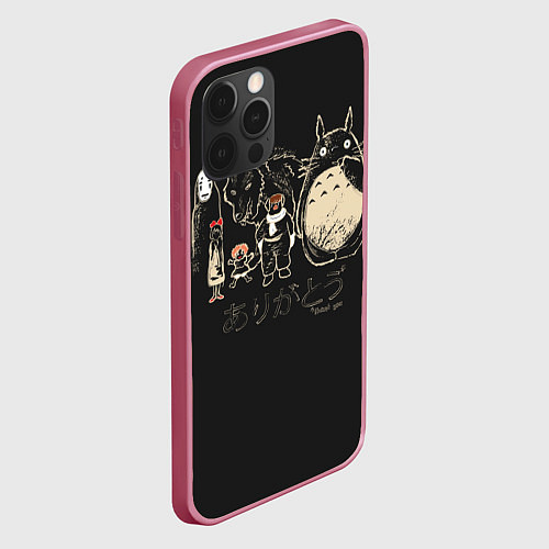 Чехол iPhone 12 Pro My Neighbor Totoro / 3D-Малиновый – фото 2
