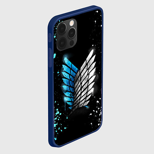 Чехол iPhone 12 Pro Атака титанов / 3D-Тёмно-синий – фото 2