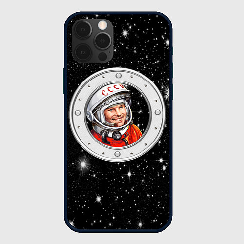Чехол iPhone 12 Pro Юрий Гагарин звездное небо / 3D-Черный – фото 1