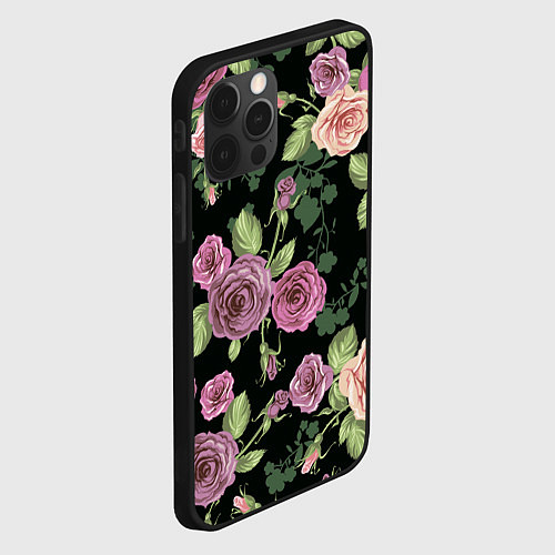 Чехол iPhone 12 Pro Кусты роз / 3D-Черный – фото 2