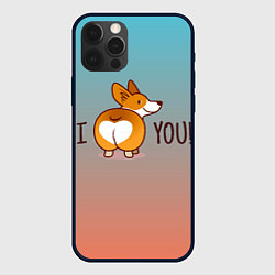 Чехол для iPhone 12 Pro I love you смешной корги, цвет: 3D-черный