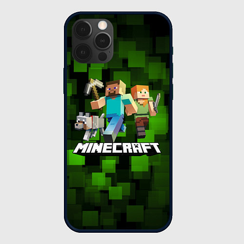 Чехол iPhone 12 Pro Minecraft Майнкрафт / 3D-Черный – фото 1