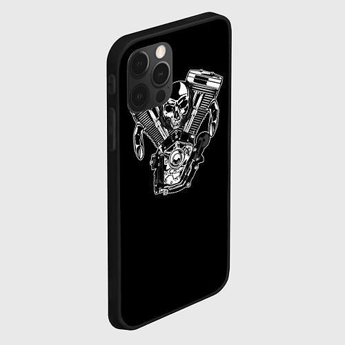 Чехол iPhone 12 Pro Движковый череп / 3D-Черный – фото 2