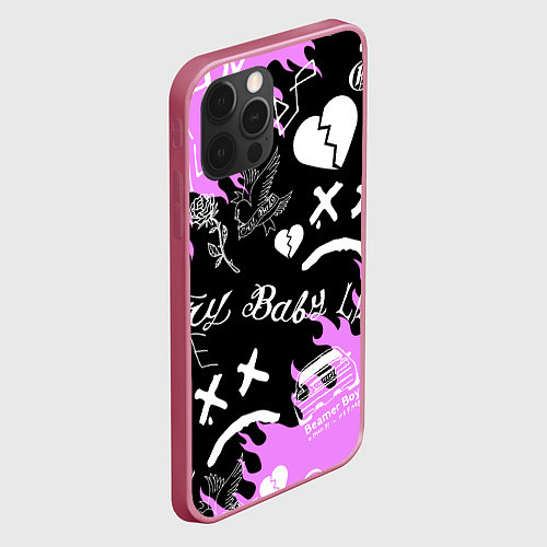 Чехол iPhone 12 Pro LIL PEEP / 3D-Малиновый – фото 2