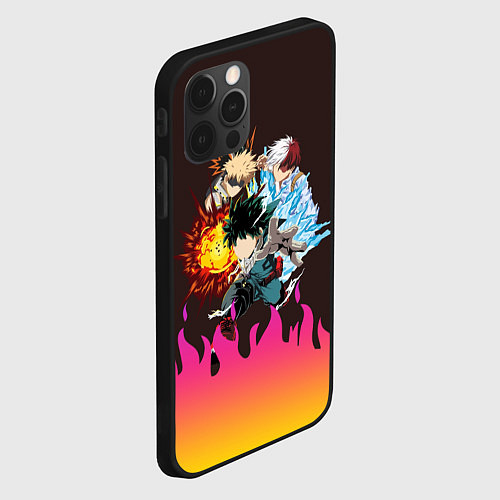 Чехол iPhone 12 Pro MY HERO ACADEMIA разноцветное пламя / 3D-Черный – фото 2