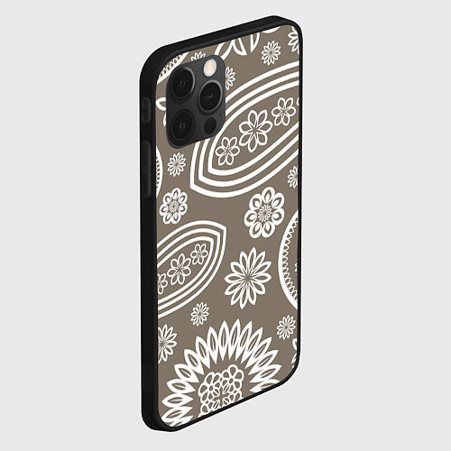 Чехол iPhone 12 Pro Цветочная роспись / 3D-Черный – фото 2