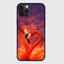 Чехол для iPhone 12 Pro Flamingo Love, цвет: 3D-черный