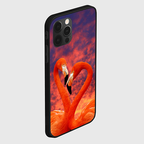 Чехол iPhone 12 Pro Flamingo Love / 3D-Черный – фото 2