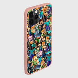 Чехол для iPhone 12 Pro MINECRAFT ПЕРСОНАЖИ, цвет: 3D-светло-розовый — фото 2