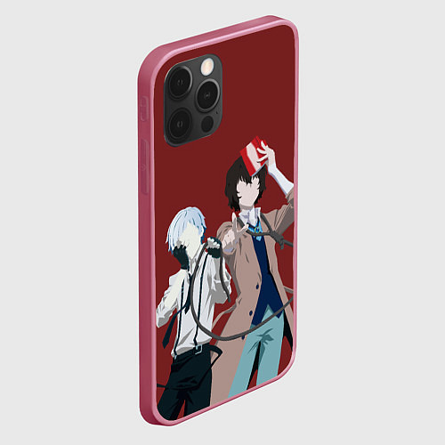 Чехол iPhone 12 Pro Atsushi Nakajima & Osamu Dazai / 3D-Малиновый – фото 2