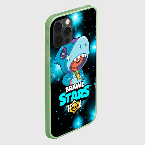 Чехол iPhone 12 Pro Brawl stars leon shark / 3D-Салатовый – фото 2