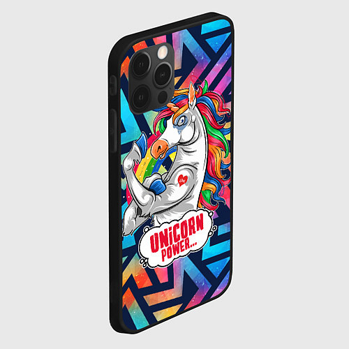 Чехол iPhone 12 Pro Unicorn Power Единорог / 3D-Черный – фото 2