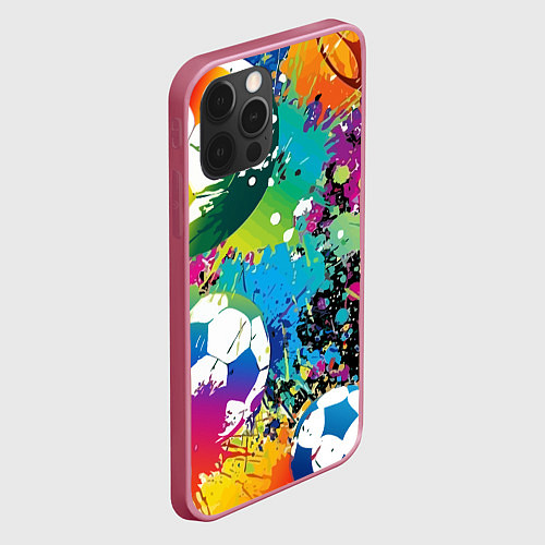 Чехол iPhone 12 Pro Football Paints / 3D-Малиновый – фото 2