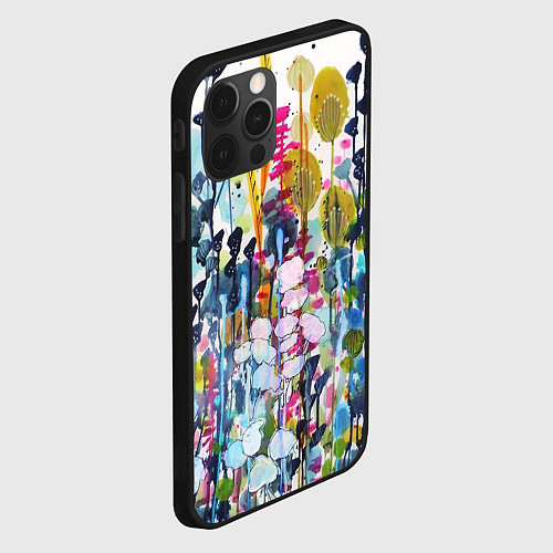Чехол iPhone 12 Pro Watercolor Flowers / 3D-Черный – фото 2