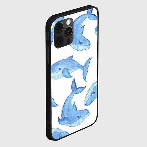 Чехол iPhone 12 Pro Косяк китов / 3D-Черный – фото 2
