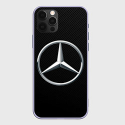 Чехол для iPhone 12 Pro MERCEDES-BENZ CARBON, цвет: 3D-светло-сиреневый