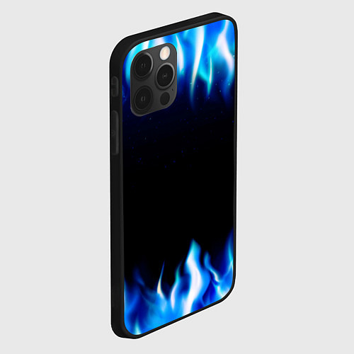 Чехол iPhone 12 Pro Синий Огонь / 3D-Черный – фото 2