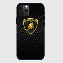 Чехол для iPhone 12 Pro Lamborghini logo n carbone, цвет: 3D-черный