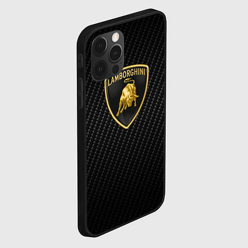 Чехол iPhone 12 Pro Lamborghini logo n carbone / 3D-Черный – фото 2