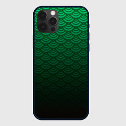 Чехол для iPhone 12 Pro Узор зеленая чешуя дракон, цвет: 3D-черный