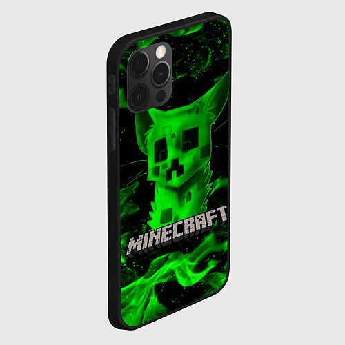 Чехол iPhone 12 Pro MINECRAFT CREEPER CAT / 3D-Черный – фото 2