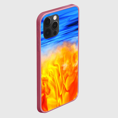 Чехол iPhone 12 Pro ЛЕД И ПЛАМЯ / 3D-Малиновый – фото 2