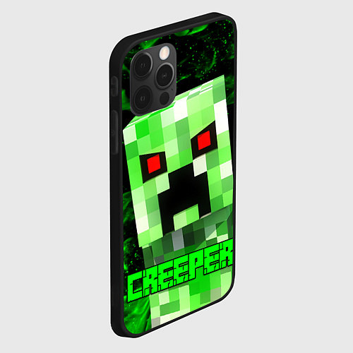 Чехол iPhone 12 Pro MINECRAFT CREEPER / 3D-Черный – фото 2