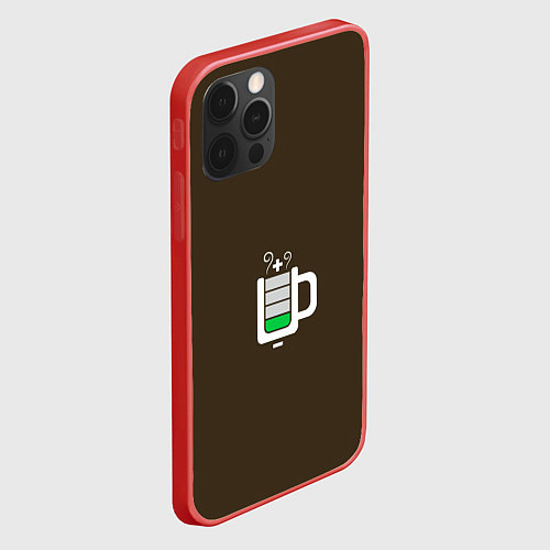 Чехол iPhone 12 Pro Батарейка заряд чашка кофе / 3D-Красный – фото 2