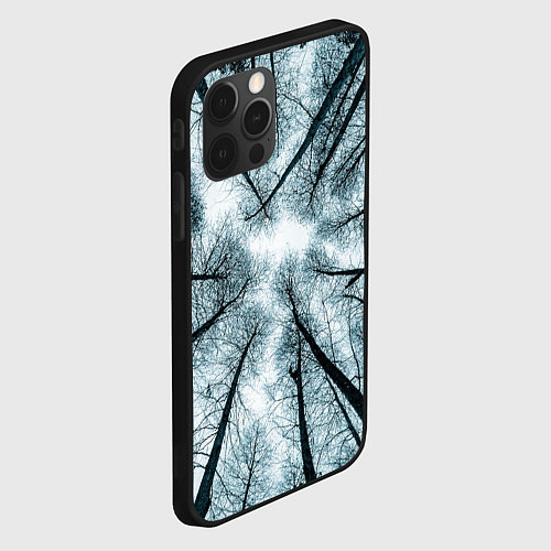 Чехол iPhone 12 Pro Деревья вид снизу мрачный / 3D-Черный – фото 2