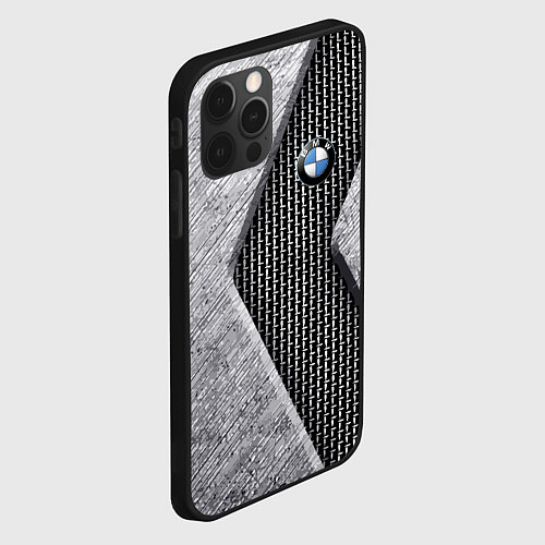 Чехол iPhone 12 Pro BMW - emblem - metal - texture / 3D-Черный – фото 2