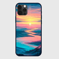 Чехол iPhone 12 Pro Извилистая река закат природа