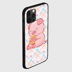 Чехол для iPhone 12 Pro Свинка ест пончик, цвет: 3D-черный — фото 2