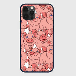 Чехол для iPhone 12 Pro Свиньи, цвет: 3D-черный
