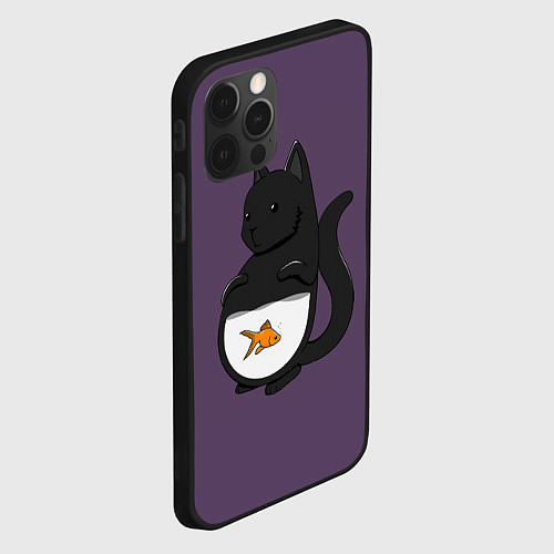 Чехол iPhone 12 Pro Довольный кот / 3D-Черный – фото 2