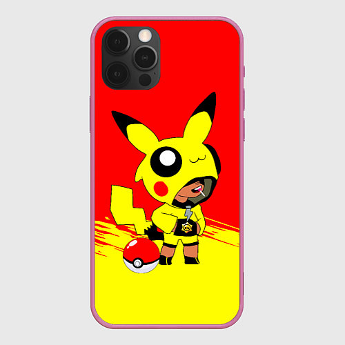 Чехол iPhone 12 Pro Brawl starsLeon pikachu / 3D-Малиновый – фото 1