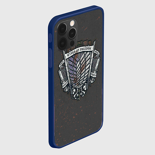 Чехол iPhone 12 Pro Атака на титанов / 3D-Тёмно-синий – фото 2