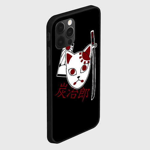 Чехол iPhone 12 Pro Маска Танджиро / 3D-Черный – фото 2