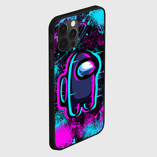 Чехол iPhone 12 Pro NEON AMONG US / 3D-Черный – фото 2