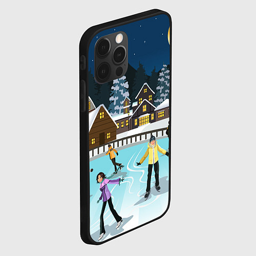 Чехол iPhone 12 Pro Рождественский каток / 3D-Черный – фото 2