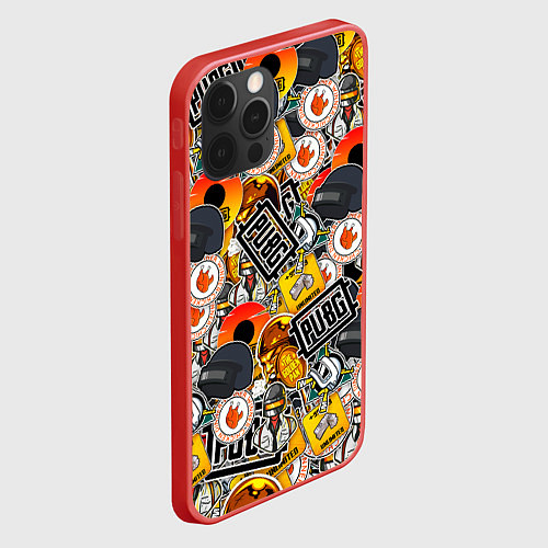 Чехол iPhone 12 Pro PUBG STICKER / 3D-Красный – фото 2