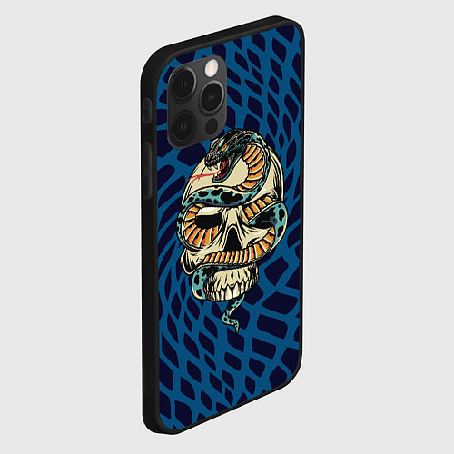 Чехол iPhone 12 Pro Snake&Skull / 3D-Черный – фото 2