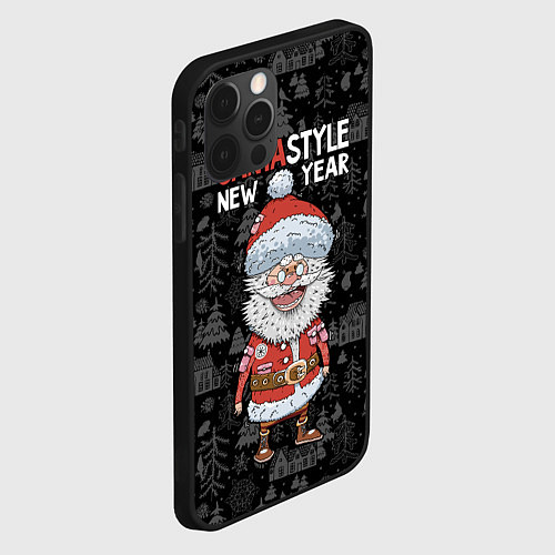 Чехол iPhone 12 Pro Santa style / 3D-Черный – фото 2