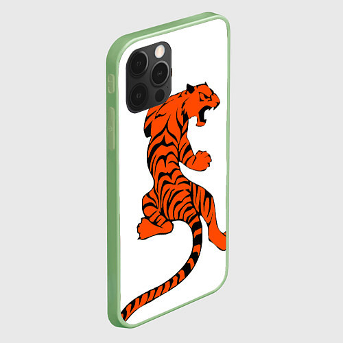 Чехол iPhone 12 Pro Тигр / 3D-Салатовый – фото 2