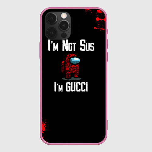 Чехол iPhone 12 Pro Among Us Gucci / 3D-Малиновый – фото 1