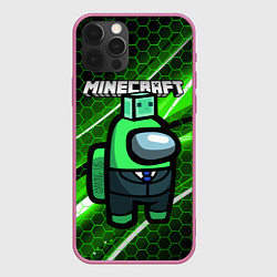 Чехол для iPhone 12 Pro Among Us х Minecraft Z, цвет: 3D-малиновый